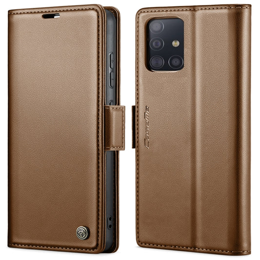 For Samsung Galaxy A71 4G CaseMe 023 Butterfly Buckle Litchi Texture RFID Anti-theft Leather Phone Case(Brown) - Galaxy Phone Cases by CaseMe | Online Shopping UK | buy2fix