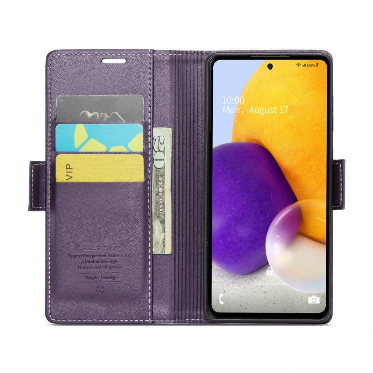 For Samsung Galaxy A72 CaseMe 023 Butterfly Buckle Litchi Texture RFID Anti-theft Leather Phone Case(Pearly Purple) - Galaxy Phone Cases by CaseMe | Online Shopping UK | buy2fix