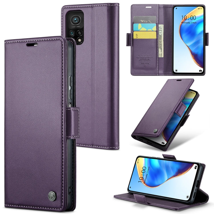 For Xiaomi Mi 10T 5G／10T Pro 5G CaseMe 023 Butterfly Buckle Litchi Texture RFID Anti-theft Leather Phone Case(Pearly Purple) - Xiaomi Cases by CaseMe | Online Shopping UK | buy2fix