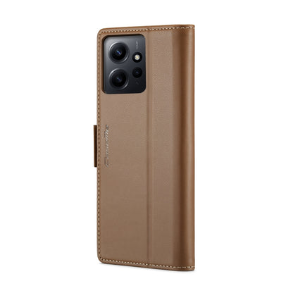 For Xiaomi Redmi Note 12 4G Global CaseMe 023 Butterfly Buckle Litchi Texture RFID Anti-theft Leather Phone Case(Brown) - Xiaomi Cases by CaseMe | Online Shopping UK | buy2fix