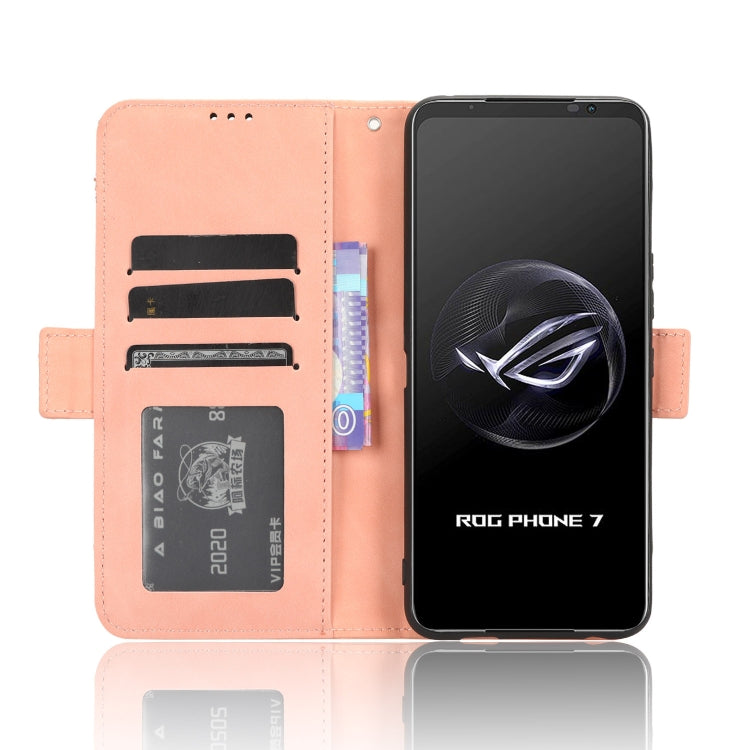 For ASUS ROG Phone 7 Skin Feel Calf Texture Card Slots Leather Phone Case(Pink) - ASUS Cases by buy2fix | Online Shopping UK | buy2fix