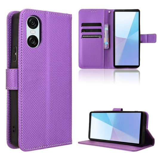 For Sony Xperia 10 VI 2024 Diamond Texture Leather Phone Case(Purple) - Sony Cases by buy2fix | Online Shopping UK | buy2fix