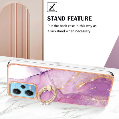 For Xiaomi Redmi Note 12 5G Global/Poco X5 5G Electroplating Marble IMD TPU Phone Case with Ring Holder(Purple 001) - Xiaomi Cases by buy2fix | Online Shopping UK | buy2fix