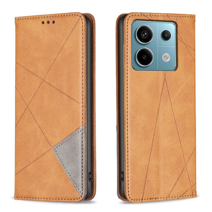 For Xiaomi Redmi Note 13 Pro 5G Rhombus Texture Magnetic Leather Phone Case(Yellow) - Xiaomi Cases by buy2fix | Online Shopping UK | buy2fix