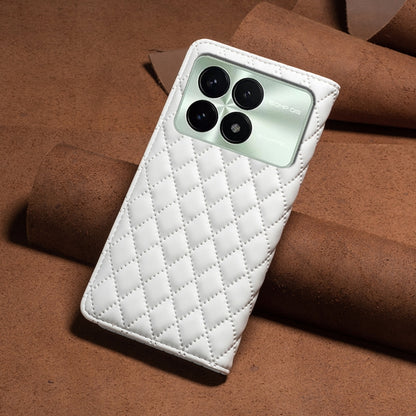 For Xiaomi Redmi K70 / K70 Pro Diamond Lattice Magnetic Leather Flip Phone Case(White) - K70 Pro Cases by buy2fix | Online Shopping UK | buy2fix