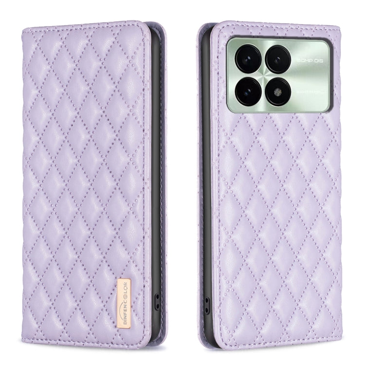 For Xiaomi Redmi K70 / K70 Pro Diamond Lattice Magnetic Leather Flip Phone Case(Purple) - K70 Pro Cases by buy2fix | Online Shopping UK | buy2fix