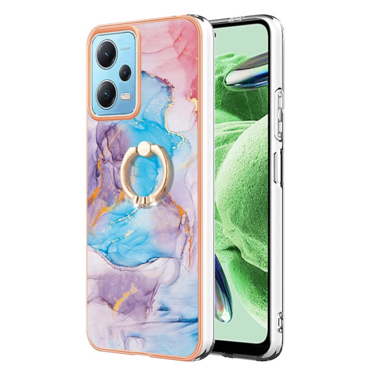 For Xiaomi Redmi Note 12 5G Global/Poco X5 5G Electroplating IMD TPU Phone Case with Ring(Blue Marble) - Xiaomi Cases by buy2fix | Online Shopping UK | buy2fix