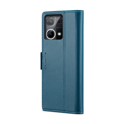 For OPPO Reno7 4G Indonesia/F21 Pro 4G/Reno8 4G CaseMe 023 Butterfly Buckle Litchi Texture RFID Anti-theft Leather Phone Case(Blue) - OPPO Cases by CaseMe | Online Shopping UK | buy2fix