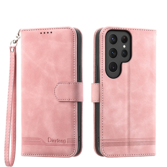 For Samsung Galaxy S24 Ultra 5G Dierfeng Dream Line TPU + PU Leather Phone Case(Pink) - Galaxy S24 Ultra 5G Cases by buy2fix | Online Shopping UK | buy2fix