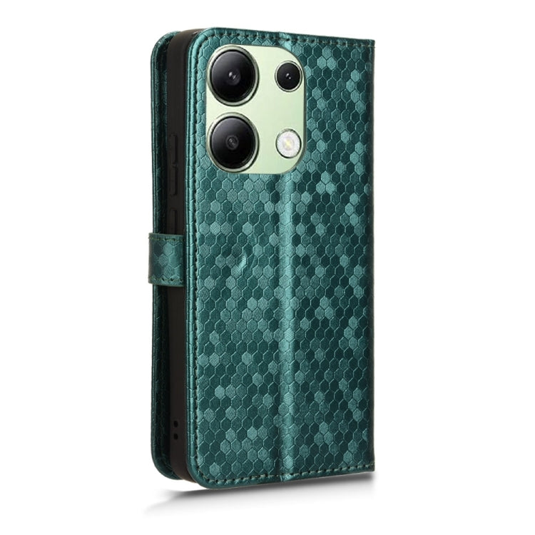 For Xiaomi Redmi Note 13 4G Honeycomb Dot Texture Leather Phone Case(Green) - Note 13 Cases by buy2fix | Online Shopping UK | buy2fix