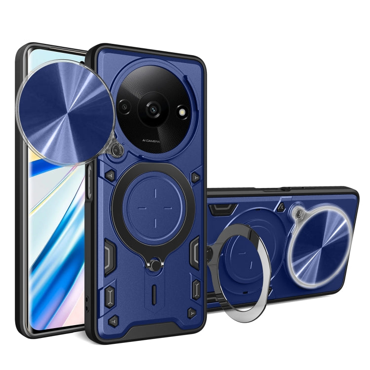 For Xiaomi Redmi A3 CD Texture Sliding Camshield Magnetic Holder Phone Case(Blue) - Xiaomi Cases by buy2fix | Online Shopping UK | buy2fix