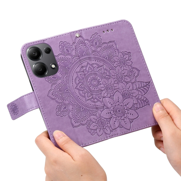 For Xiaomi Redmi Note13 Pro 4G Global/Poco M6 Pro 4G 7-petal Flowers Embossing Leather Phone Case(Light Purple) - Note 13 Pro Cases by buy2fix | Online Shopping UK | buy2fix