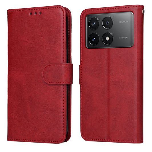 For Xiaomi Redmi K70E Classic Calf Texture Flip Leather Phone Case(Red) - K70E Cases by buy2fix | Online Shopping UK | buy2fix