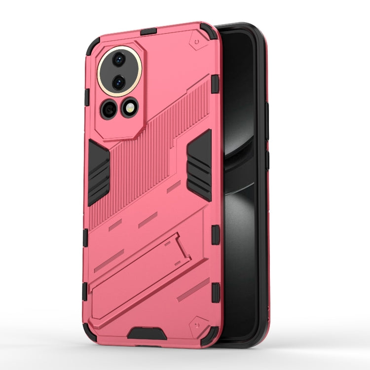 For Huawei nova 12 5G Punk Armor 2 in 1 PC + TPU Phone Case with Holder(Light Red) - Huawei Cases by buy2fix | Online Shopping UK | buy2fix