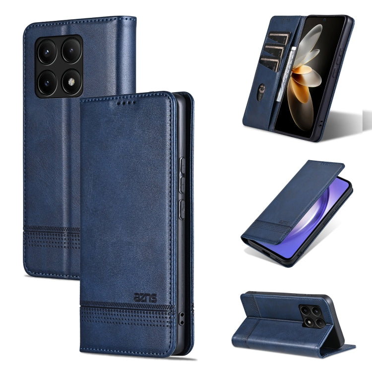 For Xiaomi Redmi K70/K70 Pro AZNS Magnetic Calf Texture Flip Leather Phone Case(Dark Blue) - K70 Pro Cases by AZNS | Online Shopping UK | buy2fix