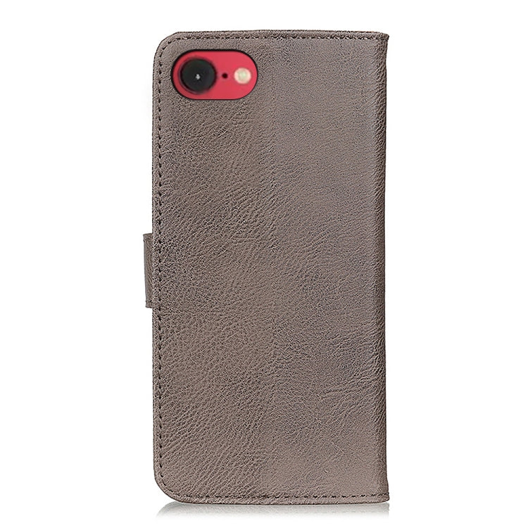 For iPhone 16e KHAZNEH Cowhide Texture Horizontal Flip Leather Phone Case(Khaki) - iPhone 16e Cases by buy2fix | Online Shopping UK | buy2fix