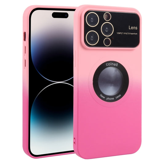 For iPhone 14 Pro Gradient Silicone Shockproof Magsafe Phone Case with Lens Film(Pink Rose) - iPhone 14 Pro Cases by buy2fix | Online Shopping UK | buy2fix