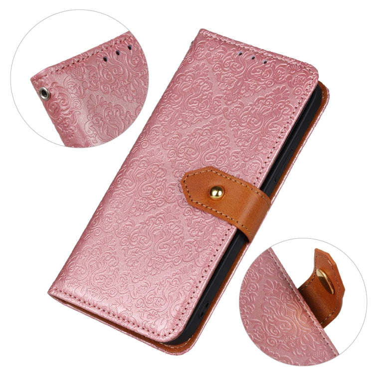 For OnePlus 12 European Floral Embossed Flip Leather Phone Case(Pink) - OnePlus Cases by buy2fix | Online Shopping UK | buy2fix