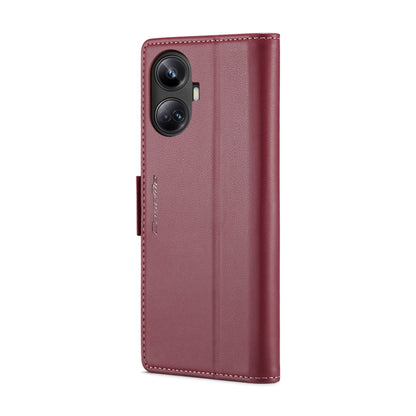 For Realme 10 Pro+ CaseMe 023 Butterfly Buckle Litchi Texture RFID Anti-theft Leather Phone Case(Wine Red) - Realme Cases by CaseMe | Online Shopping UK | buy2fix