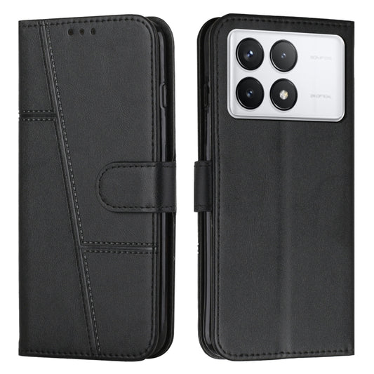 For Xiaomi Redmi K70 / K70 Pro Stitching Calf Texture Buckle Leather Phone Case(Black) - K70 Pro Cases by buy2fix | Online Shopping UK | buy2fix