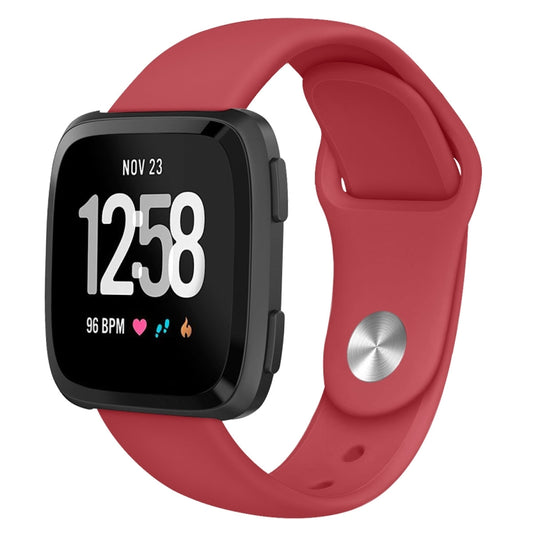 For Fitbit Versa 2 / Fitbit Versa / Fitbit Versa Lite Solid Color Silicone Watch Band, Size:L(Red) - Watch Bands by buy2fix | Online Shopping UK | buy2fix