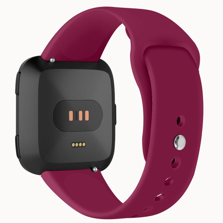 For Fitbit Versa 2 / Fitbit Versa / Fitbit Versa Lite Solid Color Silicone Watch Band, Size:L(Wine Red) - Watch Bands by buy2fix | Online Shopping UK | buy2fix