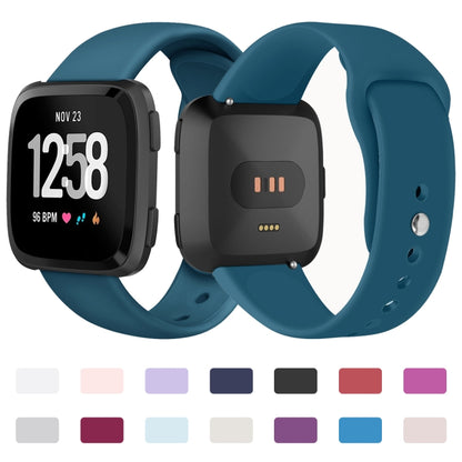 For Fitbit Versa 2 / Fitbit Versa / Fitbit Versa Lite Solid Color Silicone Watch Band, Size:L(Black) - Watch Bands by buy2fix | Online Shopping UK | buy2fix