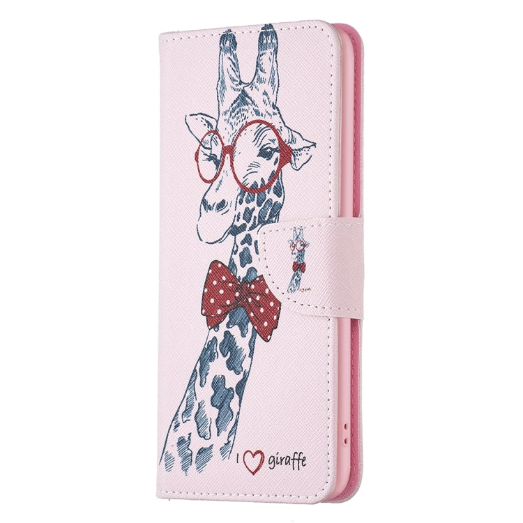 For iPhone 16 Pro Colored Drawing Pattern Leather Phone Case(Giraffe) - iPhone 16 Pro Cases by buy2fix | Online Shopping UK | buy2fix