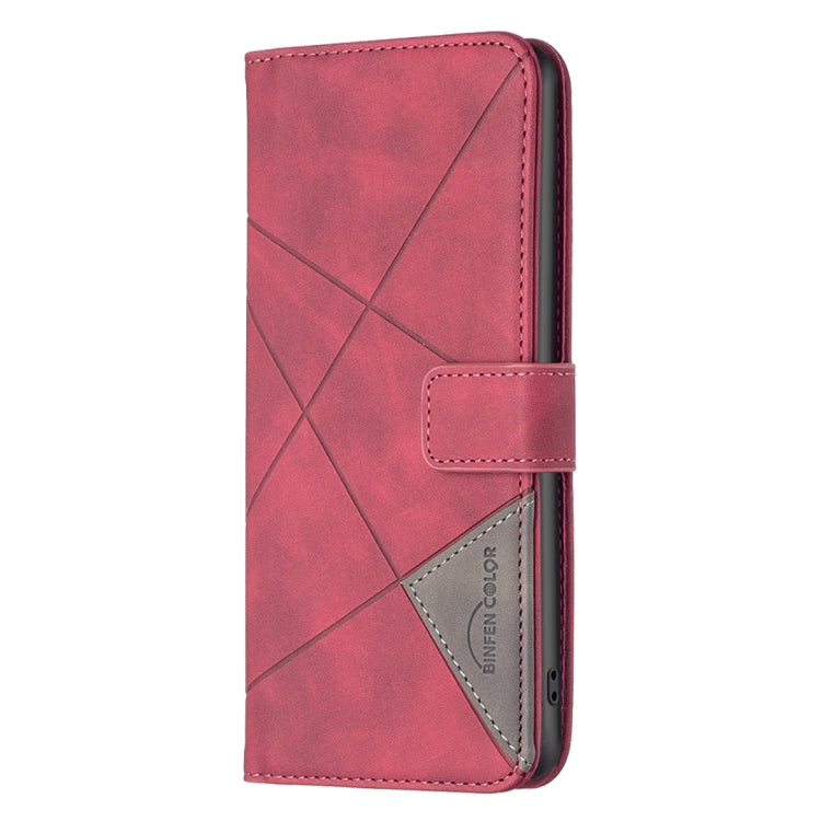 For iPhone 16 Pro Max Magnetic Buckle Rhombus Texture Leather Phone Case(Red) - iPhone 16 Pro Max Cases by buy2fix | Online Shopping UK | buy2fix