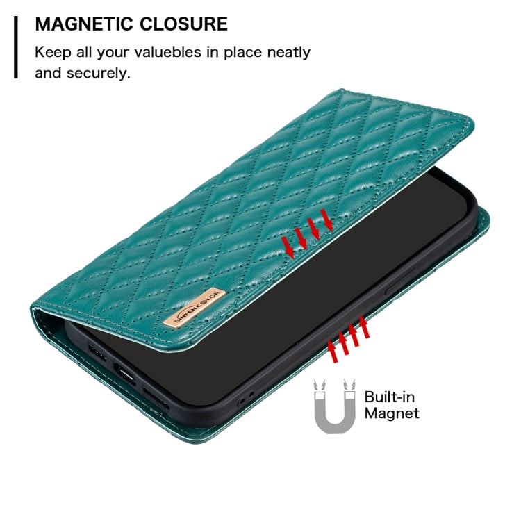 For iPhone 16 Pro Diamond Lattice Magnetic Leather Flip Phone Case(Green) - iPhone 16 Pro Cases by buy2fix | Online Shopping UK | buy2fix