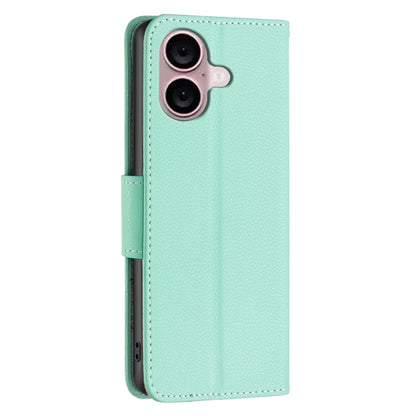 For iPhone 16 Litchi Texture Pure Color Flip Leather Phone Case(Green) - iPhone 16 Cases by buy2fix | Online Shopping UK | buy2fix