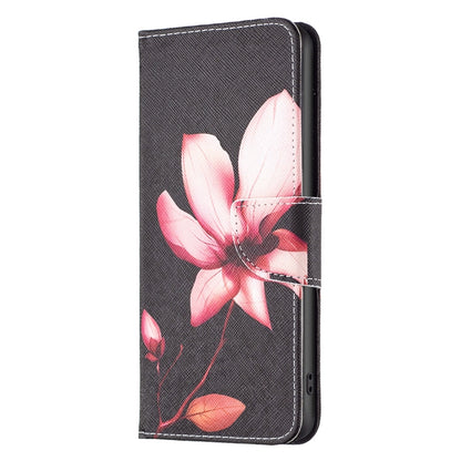 For iPhone 16 Pro Max Colored Drawing Pattern Flip Leather Phone Case(Lotus) - iPhone 16 Pro Max Cases by buy2fix | Online Shopping UK | buy2fix