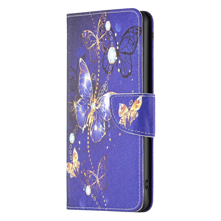 For iPhone 16 Pro Max Colored Drawing Pattern Flip Leather Phone Case(Purple Butterfly) - iPhone 16 Pro Max Cases by buy2fix | Online Shopping UK | buy2fix