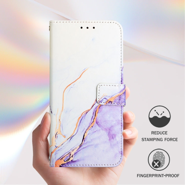 For iPhone 16 Pro Max PT003 Marble Pattern Flip Leather Phone Case(White Purple LS006) - iPhone 16 Pro Max Cases by buy2fix | Online Shopping UK | buy2fix