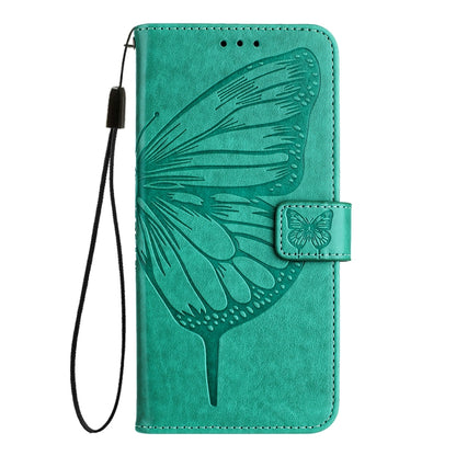 For iPhone SE 2024 Embossed Butterfly Leather Phone Case(Green) - More iPhone Cases by buy2fix | Online Shopping UK | buy2fix