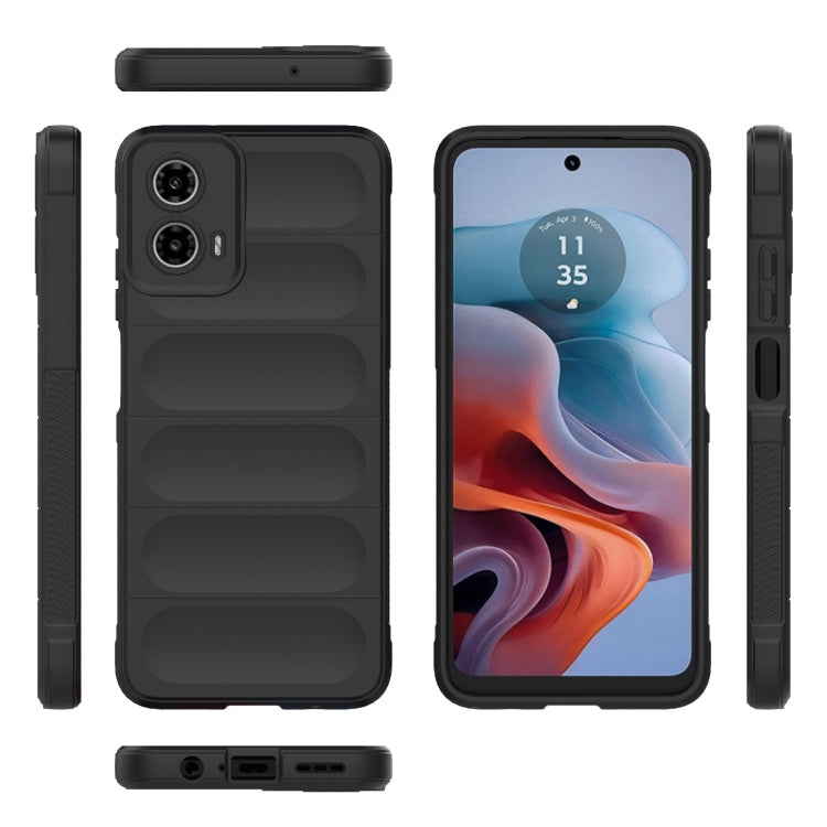 For Motorola Moto G34 5G Magic Shield TPU + Flannel Phone Case(Black) - Motorola Cases by buy2fix | Online Shopping UK | buy2fix