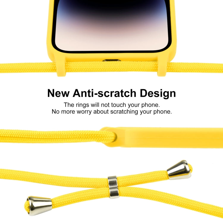 For iPhone 16 Pro Crossbody Lanyard Liquid Silicone Case(Yellow) - iPhone 16 Pro Cases by buy2fix | Online Shopping UK | buy2fix