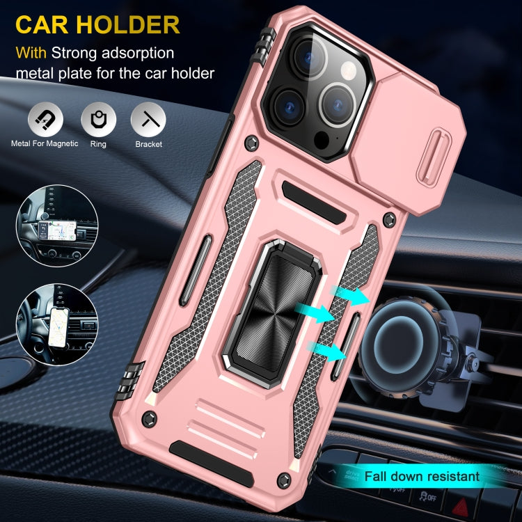 For iPhone 16 Pro Armor PC + TPU Camera Shield Phone Case(Rose Gold) - iPhone 16 Pro Cases by buy2fix | Online Shopping UK | buy2fix