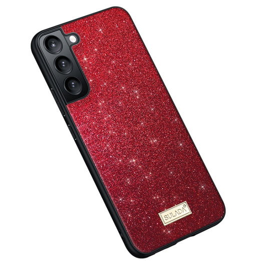 For Samsung Galaxy S24+ 5G SULADA Glittery TPU + Handmade Leather Phone Case(Red) - Galaxy S24+ 5G Cases by SULADA | Online Shopping UK | buy2fix