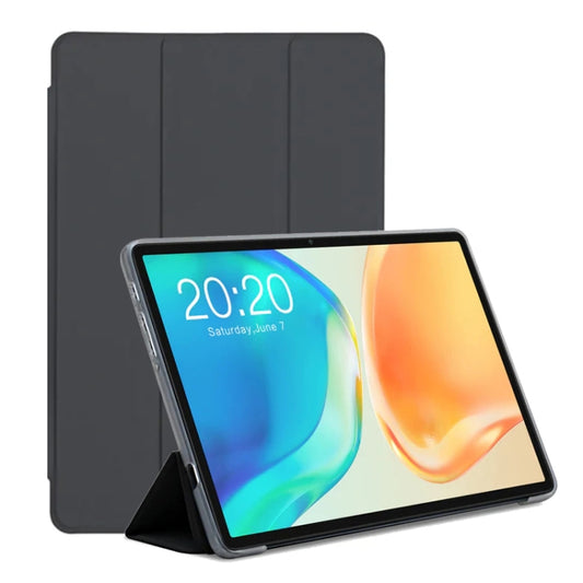 For Teclast M40 Plus 3-Fold Holder Folio Leather Tablet Smart Case(Grey) - Teclast by TECLAST | Online Shopping UK | buy2fix