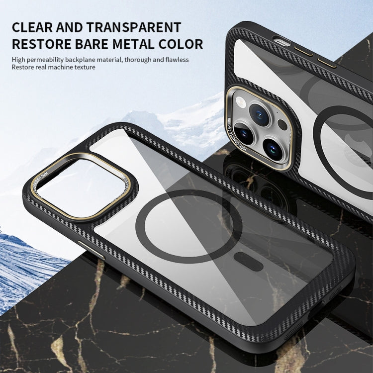 For iPhone 13 Pro Max MagSafe Carbon Fiber Transparent Back Panel Phone Case(Black) - iPhone 13 Pro Max Cases by buy2fix | Online Shopping UK | buy2fix