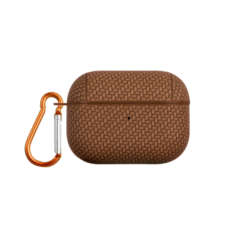 For AirPods Pro Woven Skin Texture PC TWS Earphone Protective Case(Brown) - For AirPods Pro by buy2fix | Online Shopping UK | buy2fix