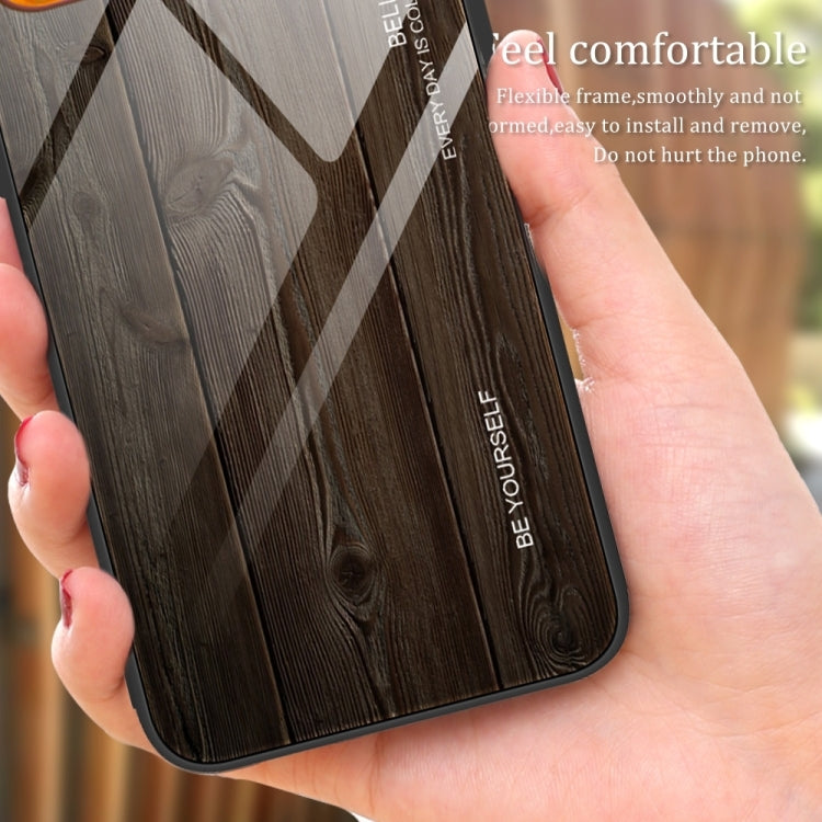 For iPhone 16 Pro Max Wood Grain Glass Phone Case(Coffee) - iPhone 16 Pro Max Cases by buy2fix | Online Shopping UK | buy2fix