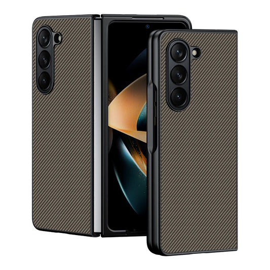 For Samsung Galaxy Z Fold5 Ultra-thin Carbon Fiber Texture Printing Phone Case(Gold) - Galaxy Z Fold5 Cases by buy2fix | Online Shopping UK | buy2fix