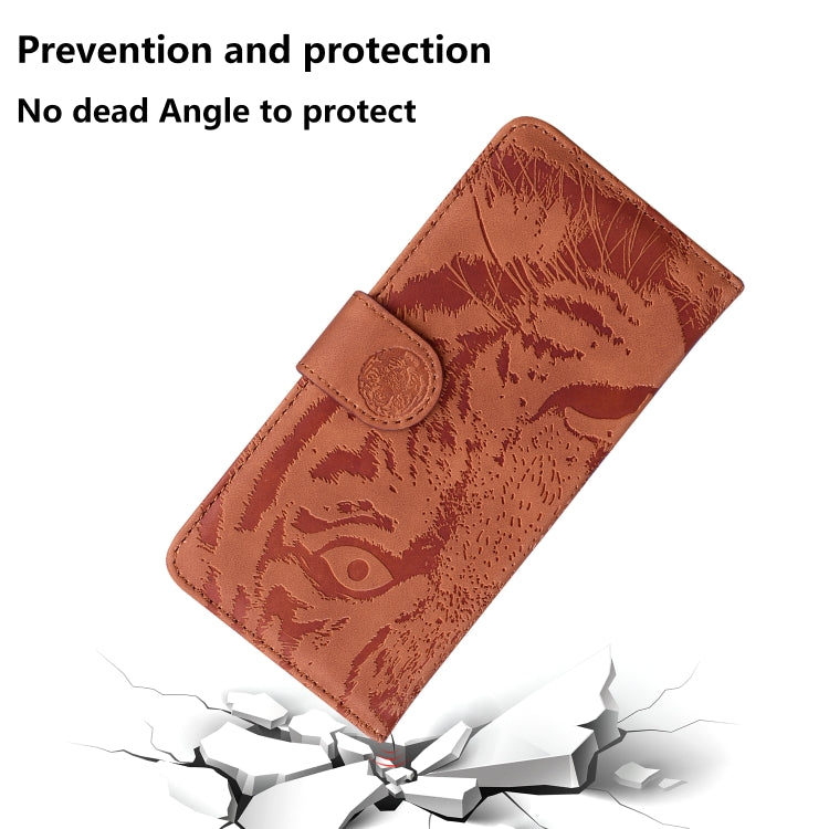 For Motorola Moto G Play 4G 2024 Tiger Embossing Pattern Leather Phone Case(Brown) - Motorola Cases by buy2fix | Online Shopping UK | buy2fix