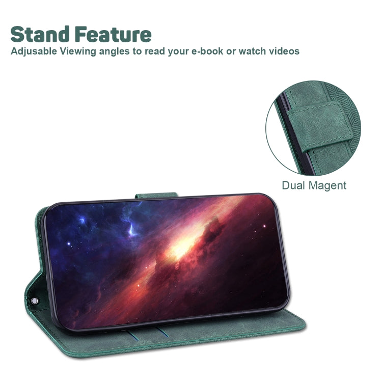 For Xiaomi Redmi Note 13 Pro 4G Geometric Embossed Leather Phone Case(Green) - Note 13 Pro Cases by buy2fix | Online Shopping UK | buy2fix