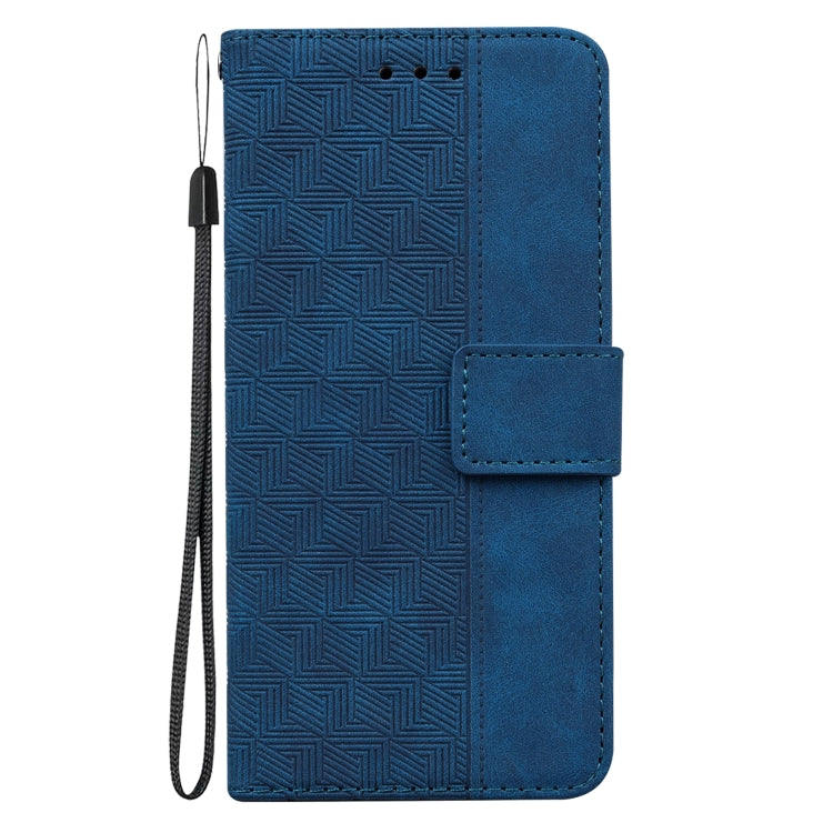 For Motorola Moto G Play 4G 2024 Geometric Embossed Leather Phone Case(Blue) - Motorola Cases by buy2fix | Online Shopping UK | buy2fix