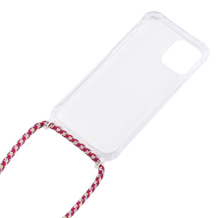 For iPhone 16 Pro Transparent Acrylic Airbag Shockproof Phone Protective Case with Lanyard(Rose Red) - iPhone 16 Pro Cases by buy2fix | Online Shopping UK | buy2fix