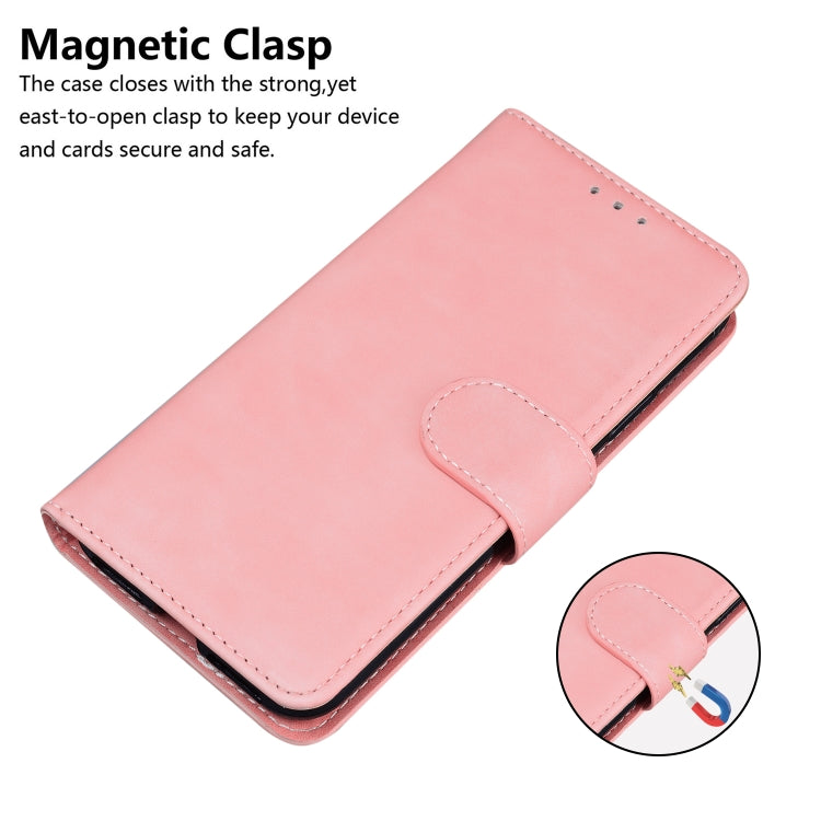 For iPhone 16 Pro Skin Feel Pure Color Flip Leather Phone Case(Pink) - iPhone 16 Pro Cases by buy2fix | Online Shopping UK | buy2fix