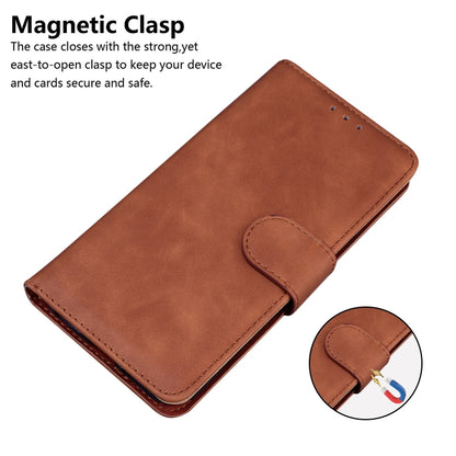 For iPhone 16 Skin Feel Pure Color Flip Leather Phone Case(Brown) - iPhone 16 Cases by buy2fix | Online Shopping UK | buy2fix